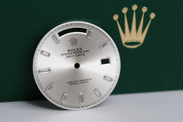 Load image into Gallery viewer, Rolex White Gold Daydate 40mm Silver Baguette Dial for 228239 FCD16963
