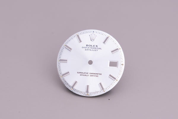 Load image into Gallery viewer, Rolex Datejust Silver Stick Wide boy dial  for model 1601 FCD17448
