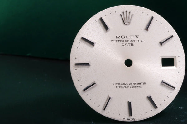Load image into Gallery viewer, Rolex Date Silver stick dial some spotting  w/ hands for model 1500 FCD17568
