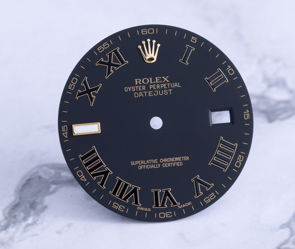 Load image into Gallery viewer, Rolex Datejust II Matte Black Roman for model 116333 FCD21732
