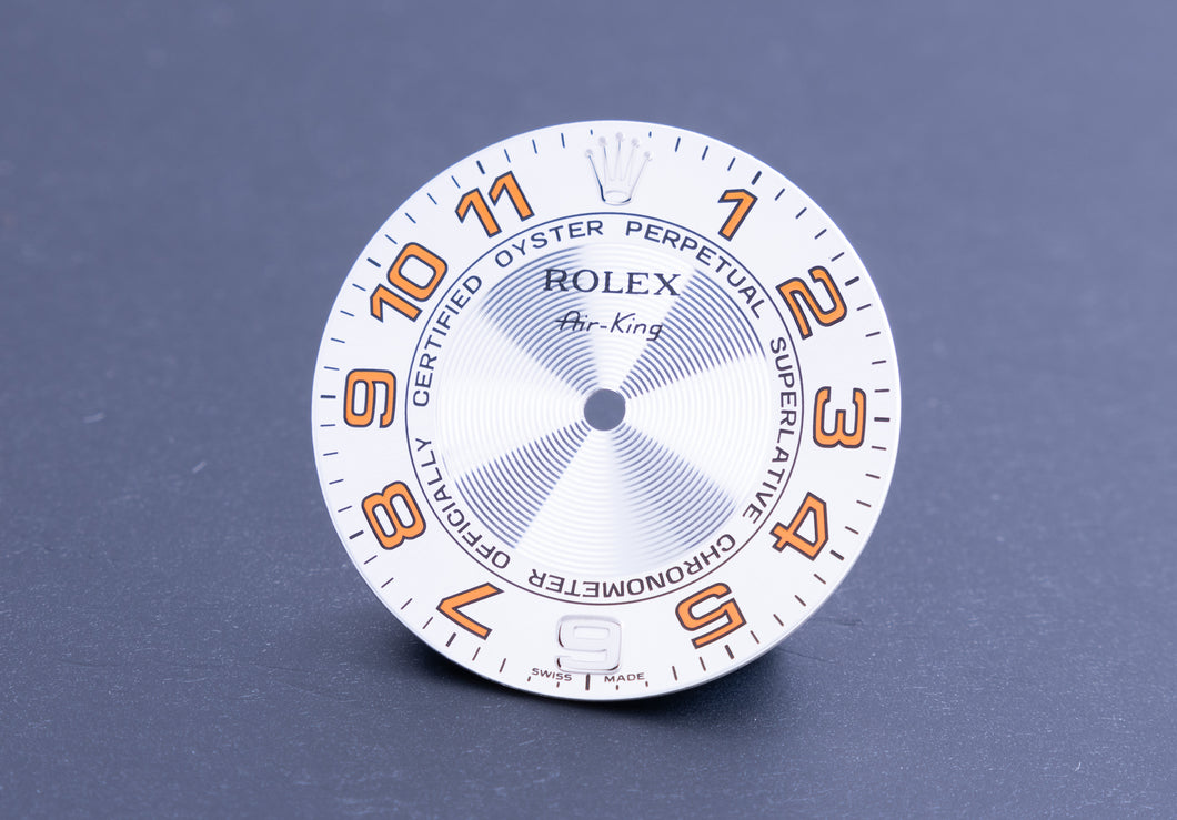 Rolex Silver Airking Dial w/ Orange markers for 114200 FCD22024