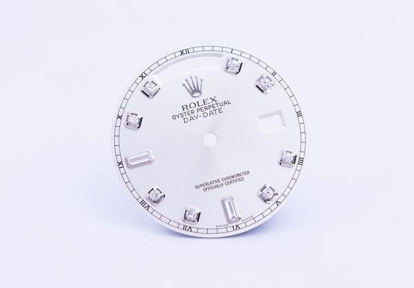 Load image into Gallery viewer, Rolex Day-Date Silver 8+2 Diamond dial for model 118239 FCD22259
