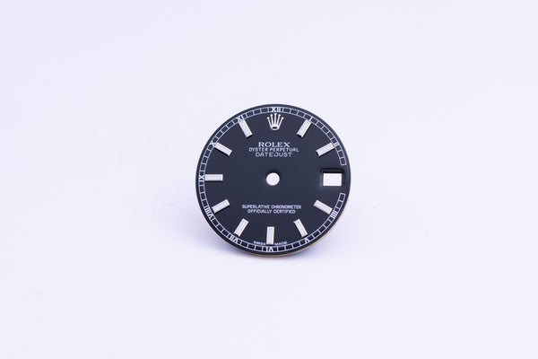 Load image into Gallery viewer, Rolex Midsize Black Index Datejust Dial for model 178274 FCD24422
