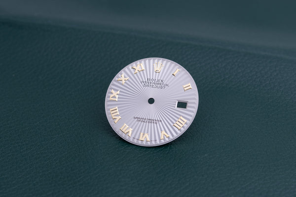 Load image into Gallery viewer, Rolex Mens Silver Sunburst Roman dial for model 116233 FCD25105
