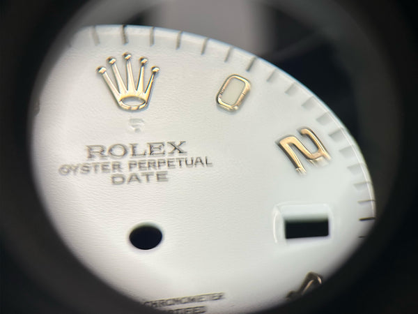Load image into Gallery viewer, Rolex White Arabic Date dial ( scratch at 12 ) for model 15233 FCD27254
