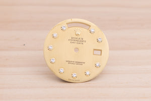 Rolex Day-Date Oysterquartz Champagne Linen Bezel Set Diamond Dial FCD27552