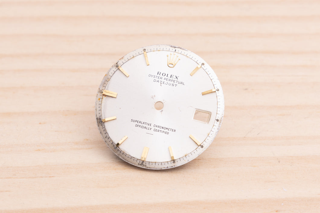 Rolex Datejust Silver Index dial for model 1601 DAMAGED FCD28343