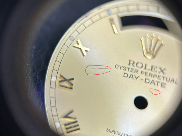 Load image into Gallery viewer, Rolex Day-Date DAMAGED Champagne Roman for model 18038 - 18238 FCD29553

