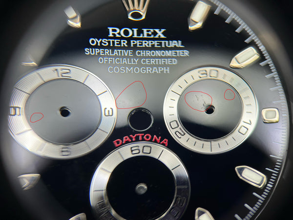 Load image into Gallery viewer, Rolex Black Daytona Dial for model 116520 “LUMI” for 116520 Flea Bite FCD29713
