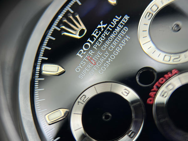 Load image into Gallery viewer, Rolex Black Daytona Dial for model 116520 “LUMI” for 116520 Flea Bite FCD29713
