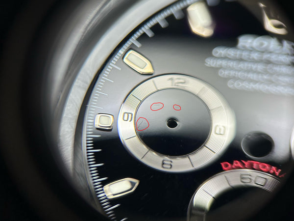 Load image into Gallery viewer, Rolex Black Daytona Dial for model 116520 “LUMI” for 116520 Flea Bite FCD29713
