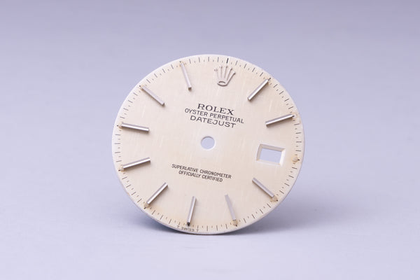 Load image into Gallery viewer, Rolex Datejust Faded Silver Lemon Linen Dial for model 16014 FCD29931
