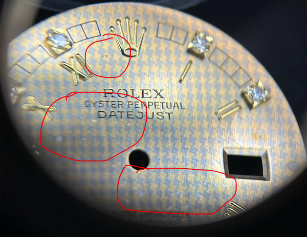 Load image into Gallery viewer, Rolex Mens Champagne Hounds Tooth Diamond Dial for model 16233 FCD30082
