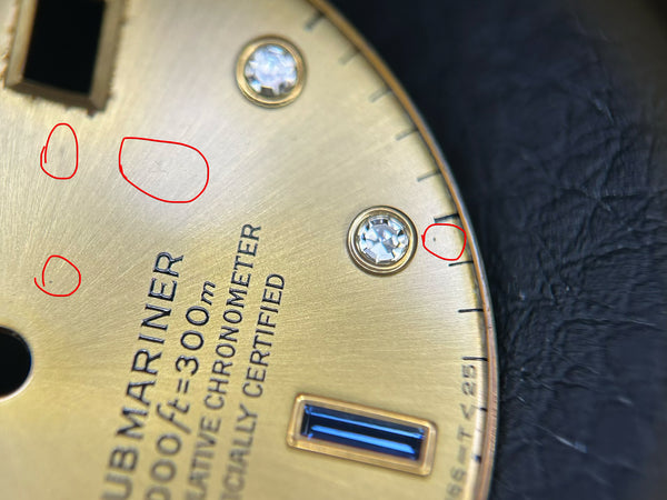 Load image into Gallery viewer, Rolex Submariner T<25 Champagne Serti Dial for model 16613 - 16618 FCD30124
