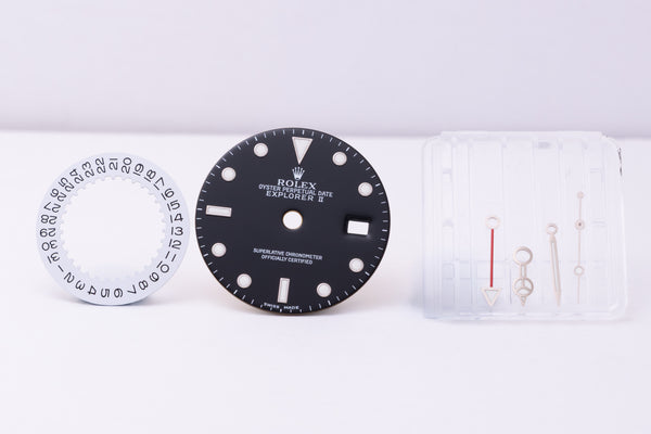 Load image into Gallery viewer, Rolex Explorer II Black Swiss Made Dial Hands and Date Disk for 16570 - 16550 FCD30338
