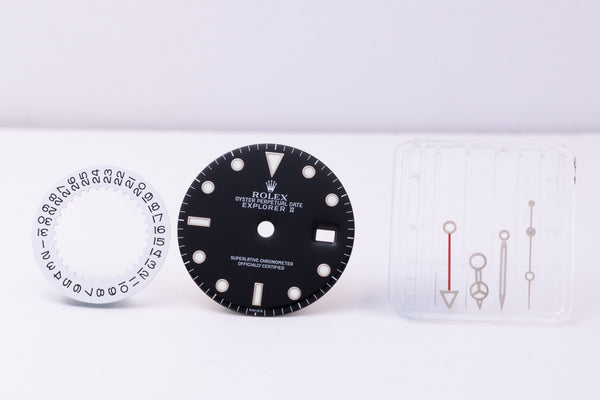 Load image into Gallery viewer, Rolex Explorer II Black Swiss Only Dial Hands and Date Disk for 16570 - 16550 FCD30340
