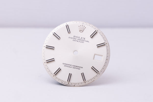 Load image into Gallery viewer, Rolex Datejust Silver Sigma Stick Marker Dial for model 1601 FCD30390
