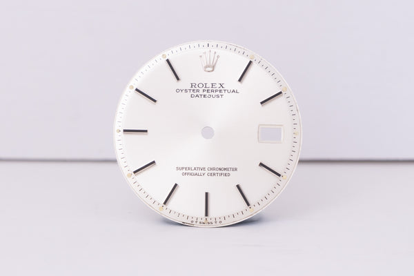 Load image into Gallery viewer, Rolex Datejust Silver Sigma Stick Marker Dial for model 1601 FCD30391
