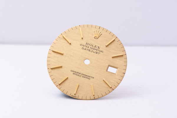 Load image into Gallery viewer, Rolex Datejust Champagne Linen stick marker dial for model 16013 FCD30401
