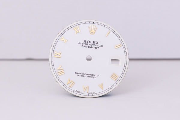 Load image into Gallery viewer, Rolex Datejust Skinny White Roman Dial for model 16013 - 16233 FCD30429
