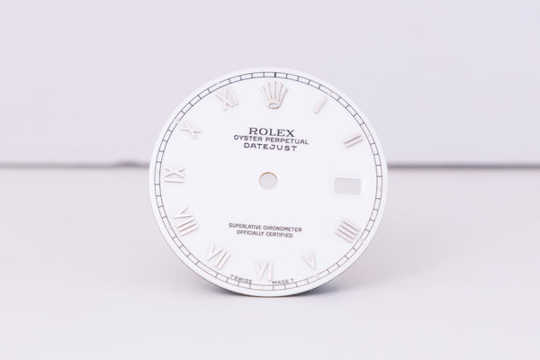 Load image into Gallery viewer, Rolex Datejust Skinny White Roman Dial for model 16014 - 16234 FCD30430
