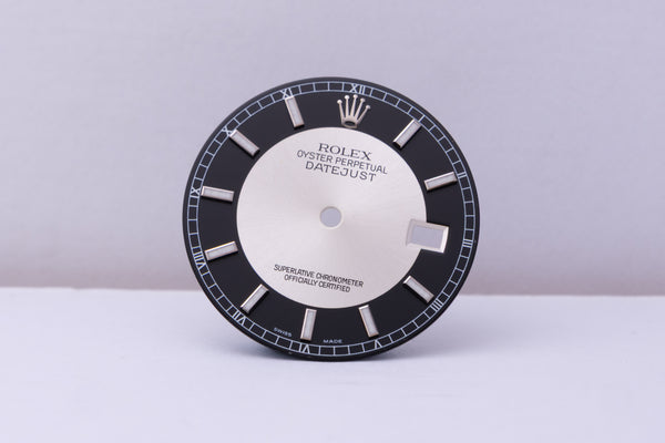Load image into Gallery viewer, Rolex Mens Silver and Black Tuxedo / Bullseye dial for 116234 FCD30537
