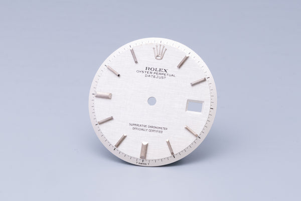 Load image into Gallery viewer, Rolex Datejust Silver Linen Stick Marker dial for 1601 - 1603 FCD31062
