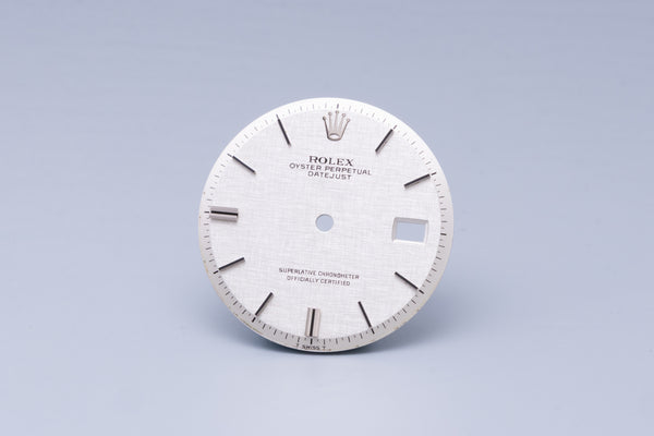 Load image into Gallery viewer, Rolex Datejust Silver Linen Stick Marker dial for 1601 - 1603 FCD31063
