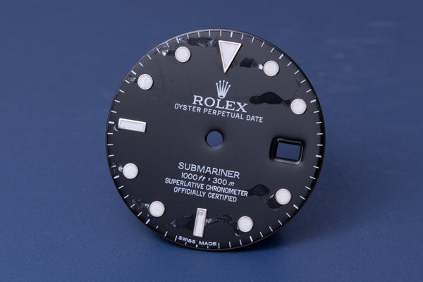 Load image into Gallery viewer, Rolex Submariner DAMAGED Black Swiss Made dial for model 16800 - 16610 FCD31165
