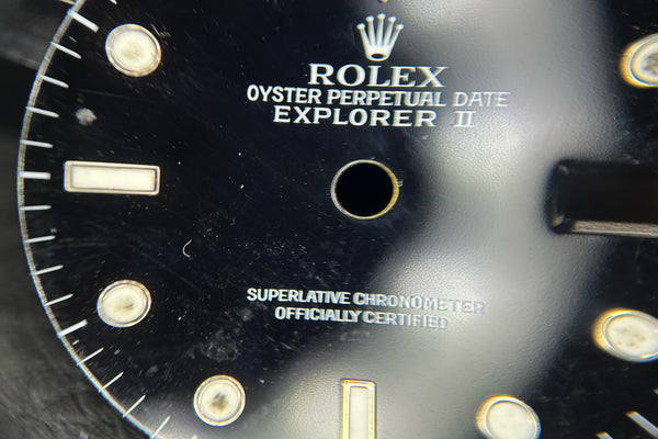 Load image into Gallery viewer, Rolex DAMAGED Explorer II "Tritium" Black Dial for model 16570 - 16550 FCD31324
