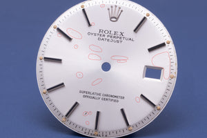 Rolex DAMAGED Datejust Silver Stick dial for model 1601 FCD31355