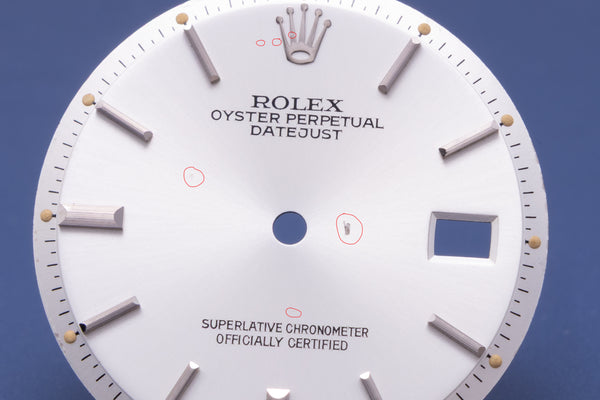 Load image into Gallery viewer, Rolex DAMAGED Datejust Silver Stick dial for model 1601 FCD31356
