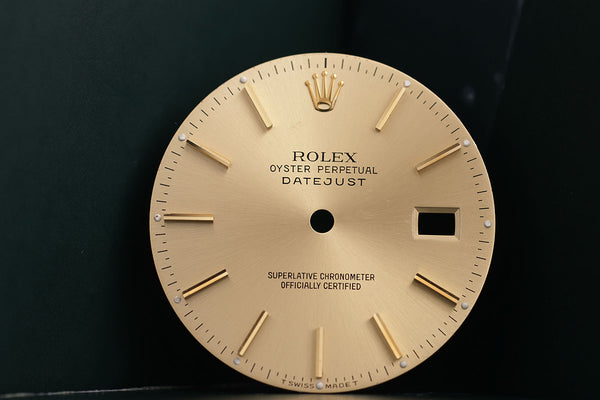 Load image into Gallery viewer, Rolex Mens Datejust Champagne stick marker dial for model 16013 FCD15635
