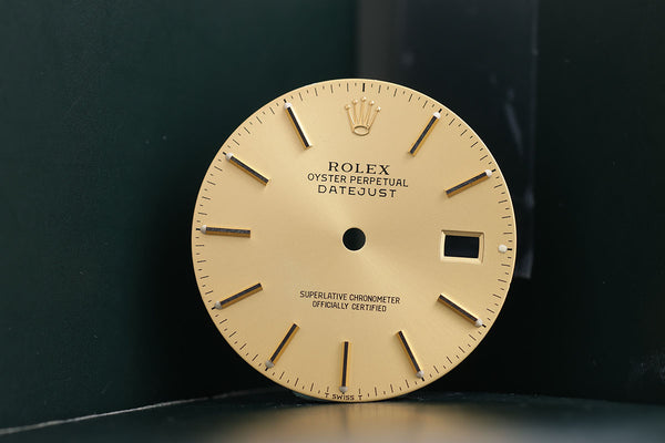 Load image into Gallery viewer, Rolex Mens Datejust Champagne stick marker dial for model 16013 FCD15656
