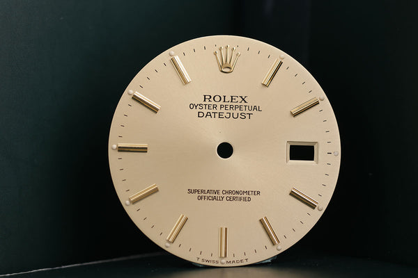 Load image into Gallery viewer, Rolex Mens Datejust Champagne stick marker dial for model 16013 FCD15658
