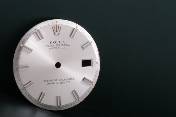 Load image into Gallery viewer, Rolex Silver Stick dial Wide Boy Markers w/ Hour and Minute hand for 1603 - 1601 FCD17345
