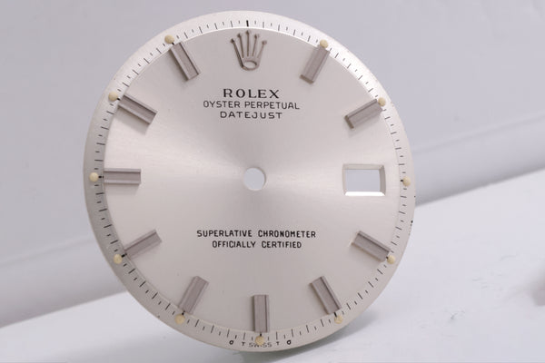 Load image into Gallery viewer, Rolex Datejust Silver Stick Wide boy dial for model 1601 FCD17583
